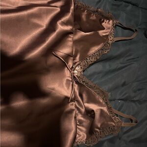 Luxurious Satin Chemise in Rich Brown